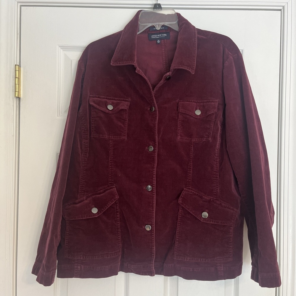 Jones New York Preppy Corduroy Button Front Chore Jacket Size 3X Western